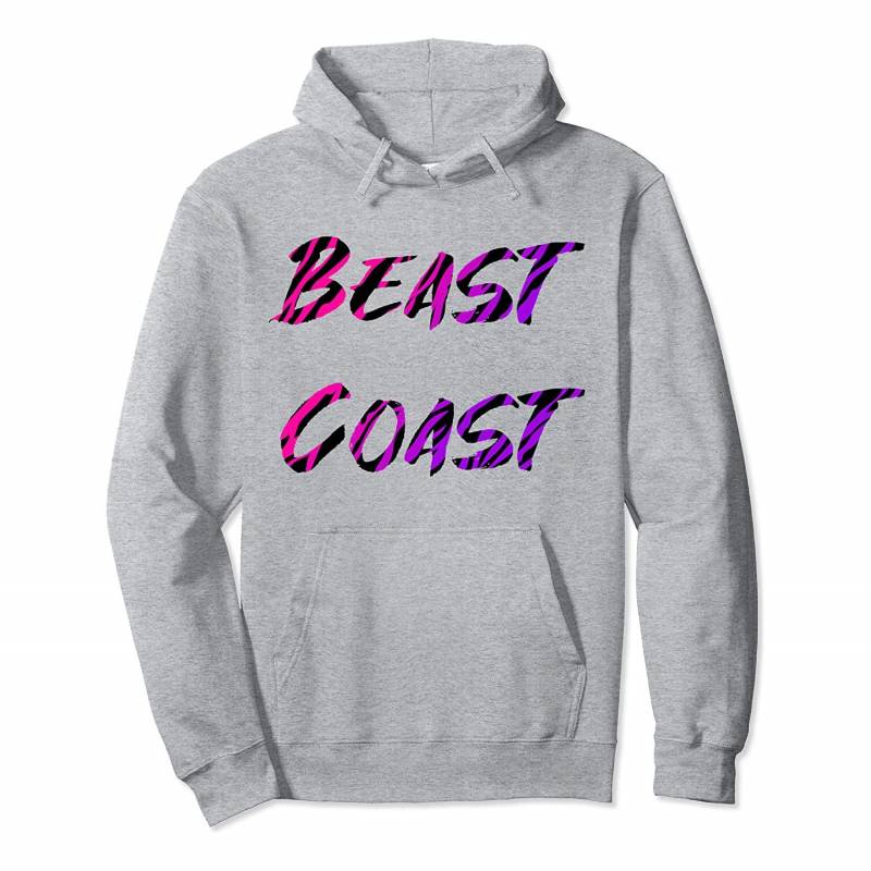 Beast Coast with Tiger Print Design Pullover Hoodie