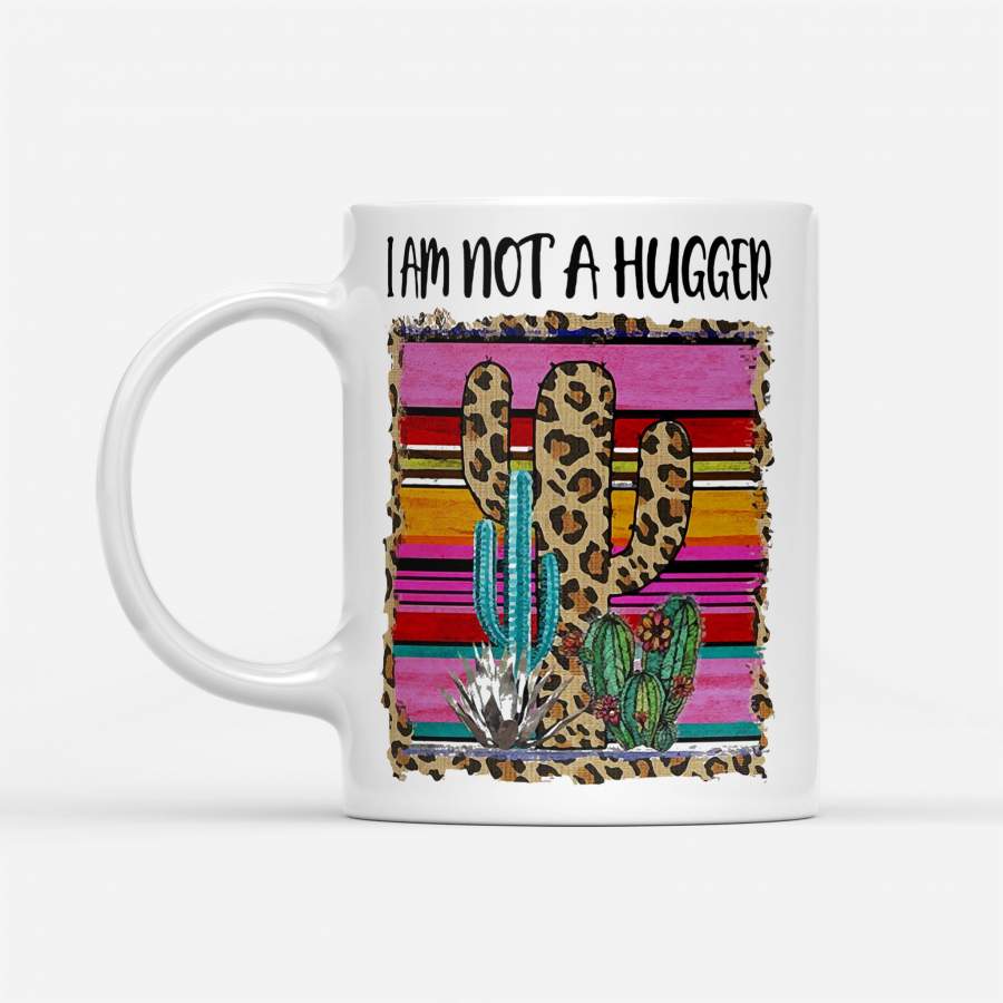 Cactus Leopard I Am Not A Hugger Vintage – White Mug