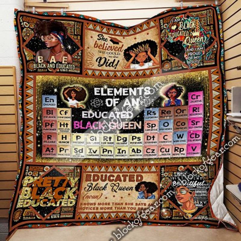 Elements Of An Educated Black Queen Quilt THN1730 Block Of Gear™