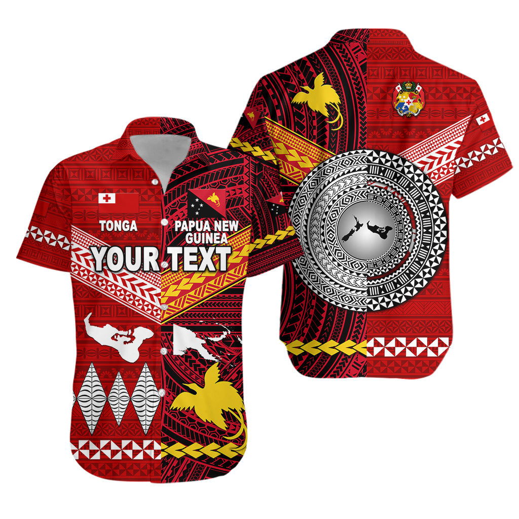 (Custom Personalised) Papua New Guinea And Tonga Hawaiian Shirt Polynesian Together – Bright Red Lt8