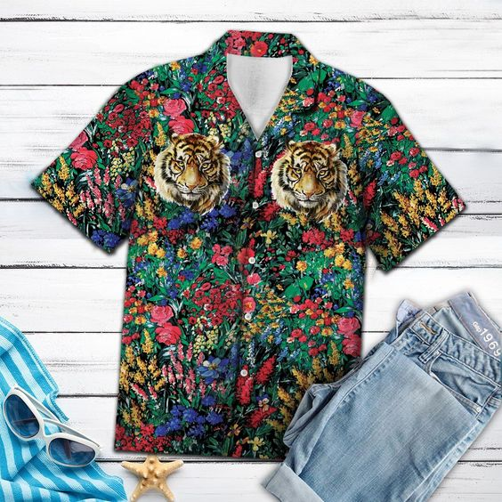 Tiger Flowers Hawaiian Shirt – For Men And Women