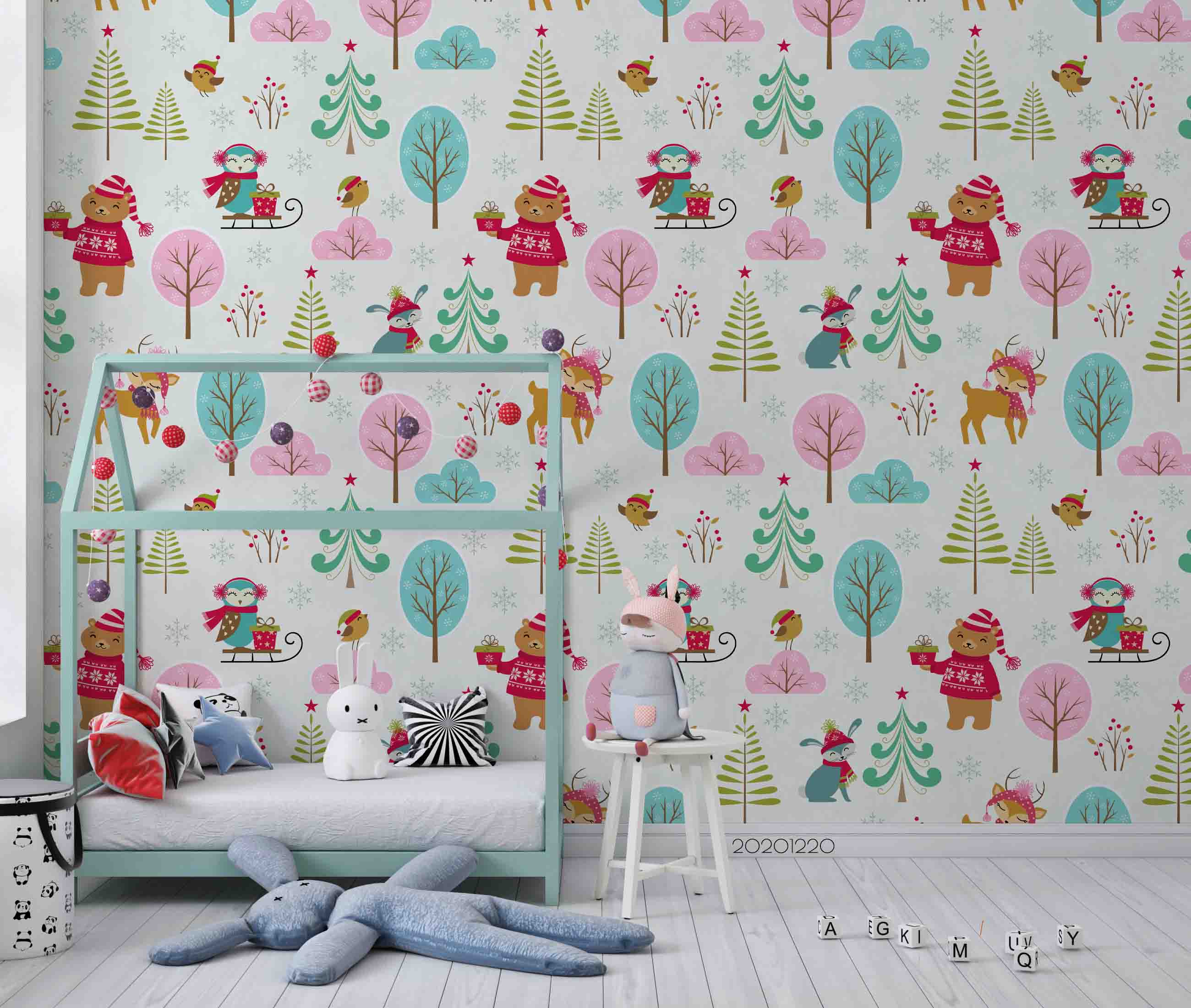 3D Watercolor Animal Forest Wall Mural Wallpaper Lqh 68