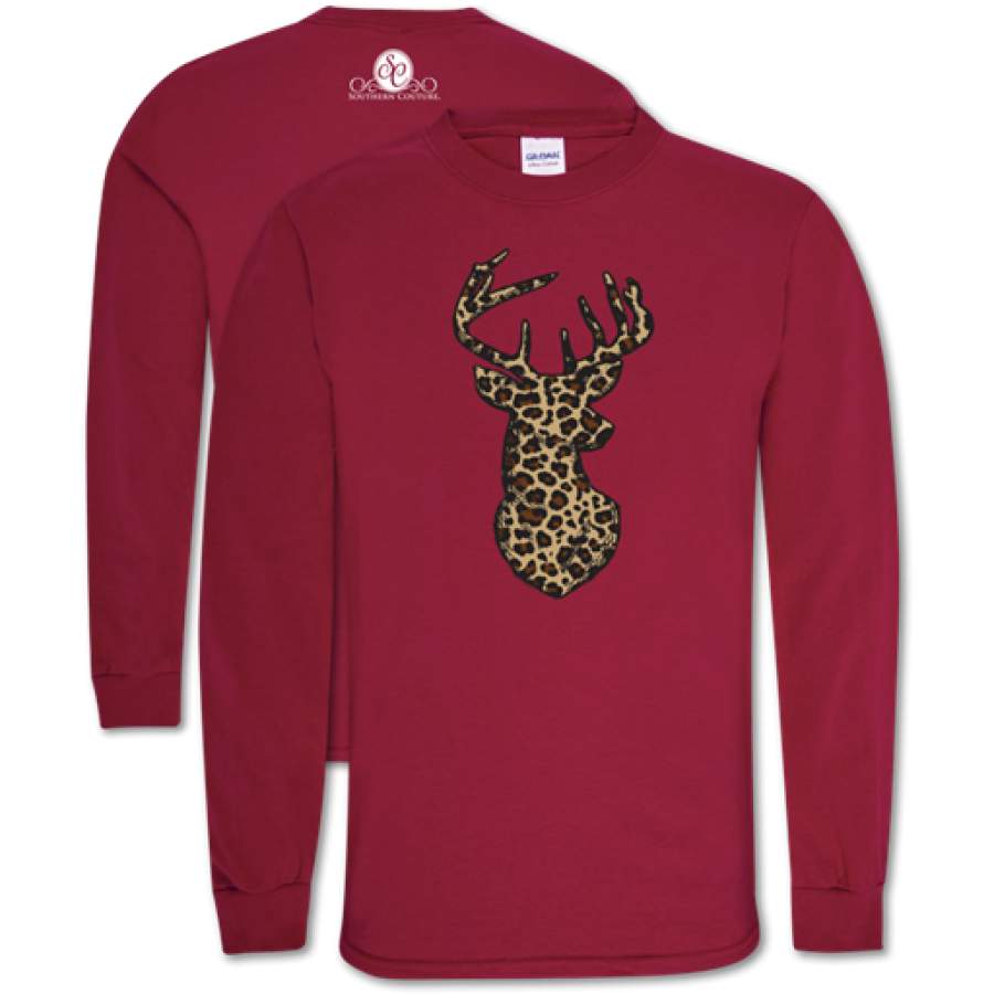 Southern Couture Classic Leopard Deer Long Sleeve T-Shirt