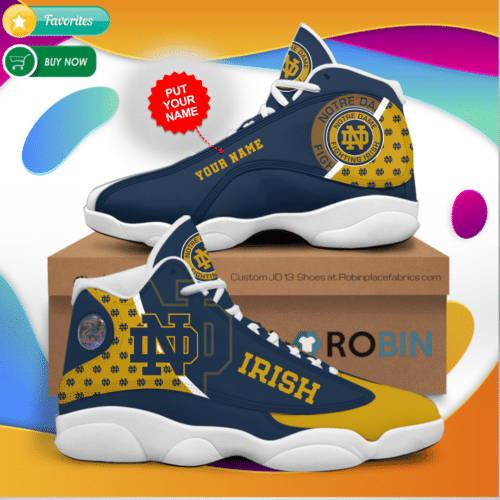 Personalized Name Notre Dame Fighting Irish Jordan 13 Sneakers - Custom Jd13 Shoes