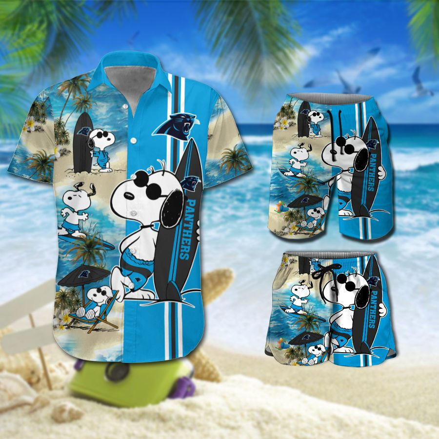 Carolina Panthers Snoopy All Over Print 3D Hawaiian Shirt & Beach Shorts