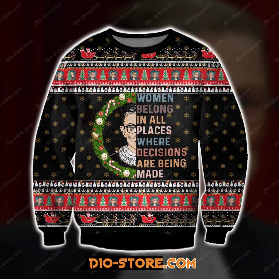 3D ALL OVER PRINT Ruth Bader Ginsburg UGLY CHRISTMAS SWEATSHIRT