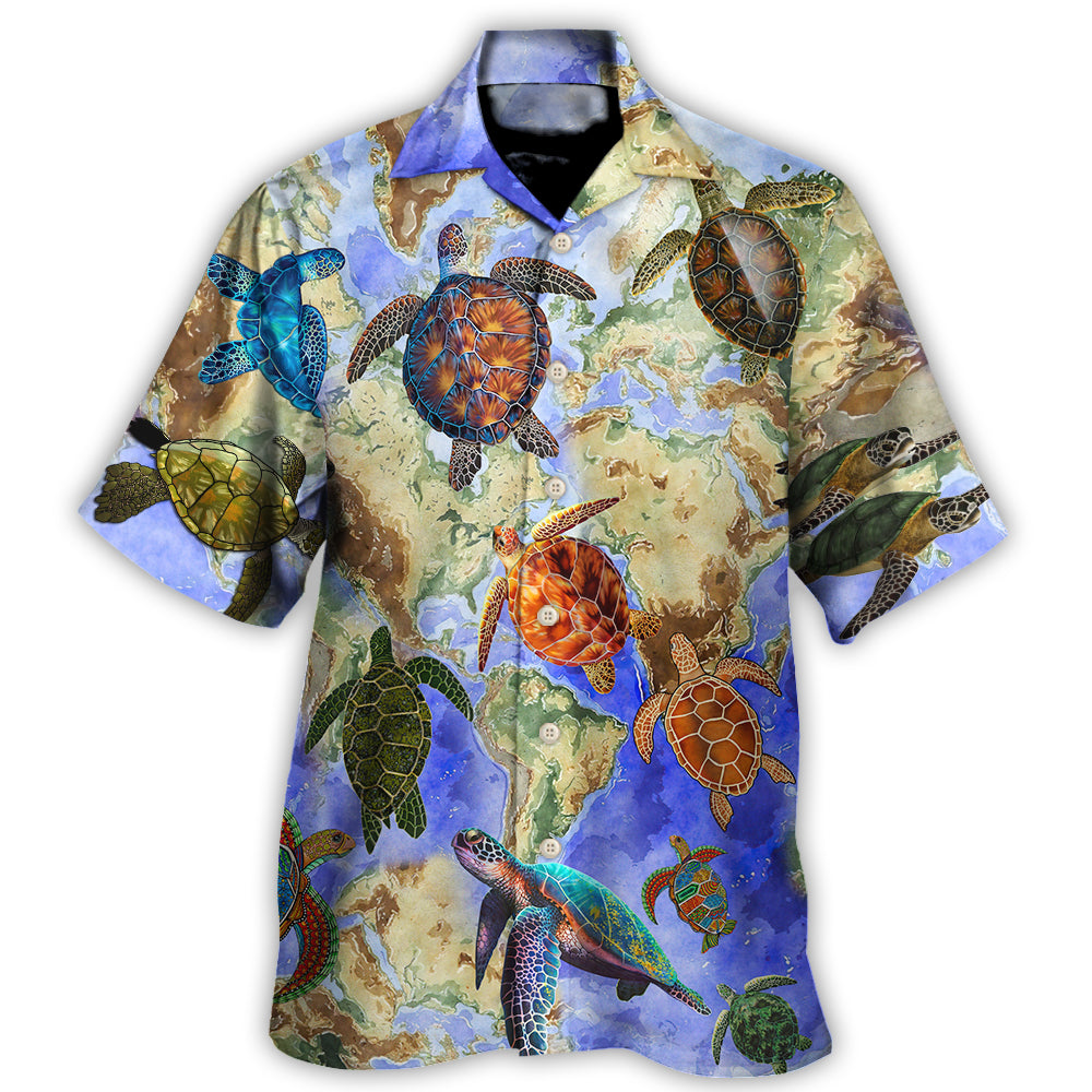 Turtle Swim Around The World – Hawaiian Shirt  – Owl Ohh