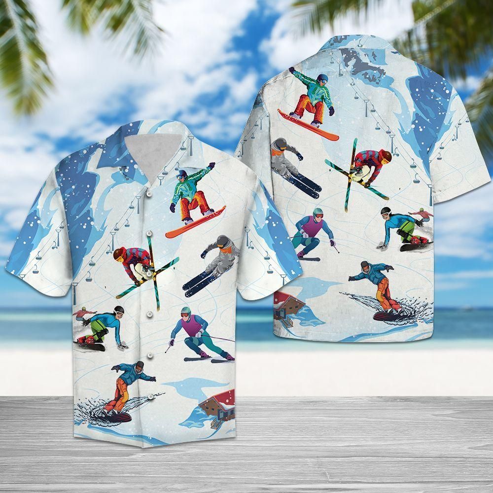 Skiing Snow Aloha Hawaii Shirt Colorful Short Sleeve Summer Beach Casual For Men And Women Ha32555