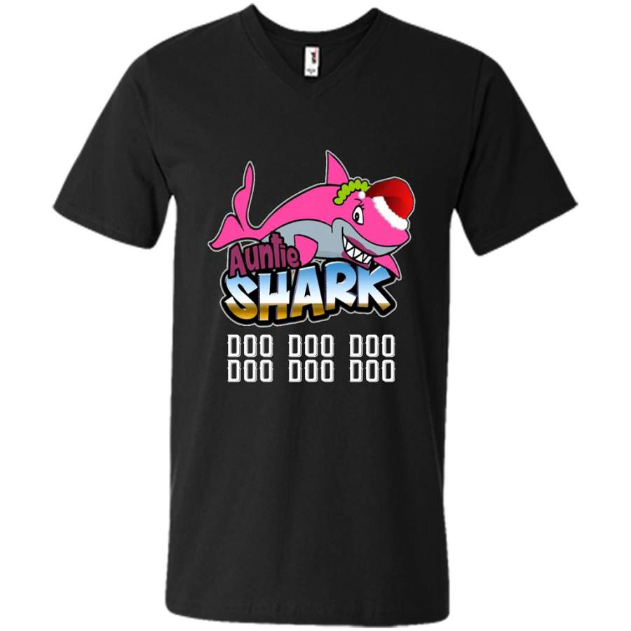 Auntie Shark Doo Doo Doo 1 – Canvas Unisex V-Neck Shirt