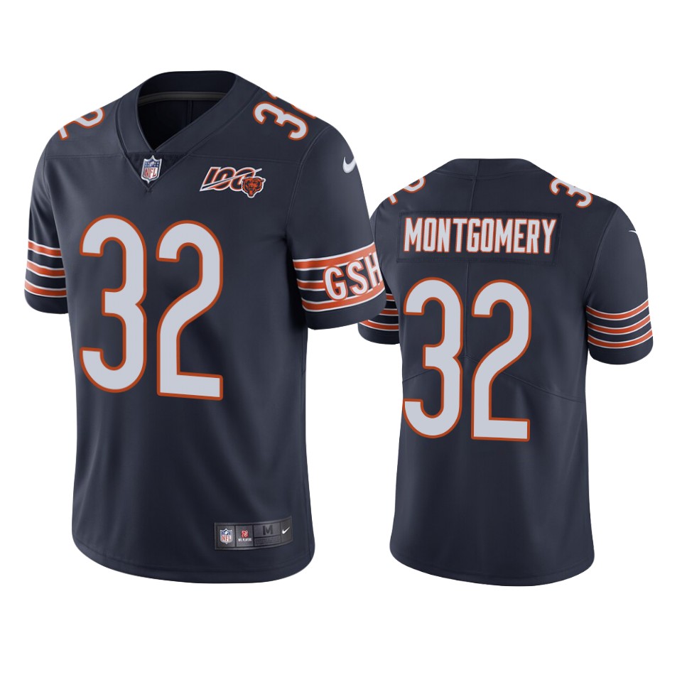 Chicago Bears David Montgomery Navy 100th Season Limited Jersey – Mens