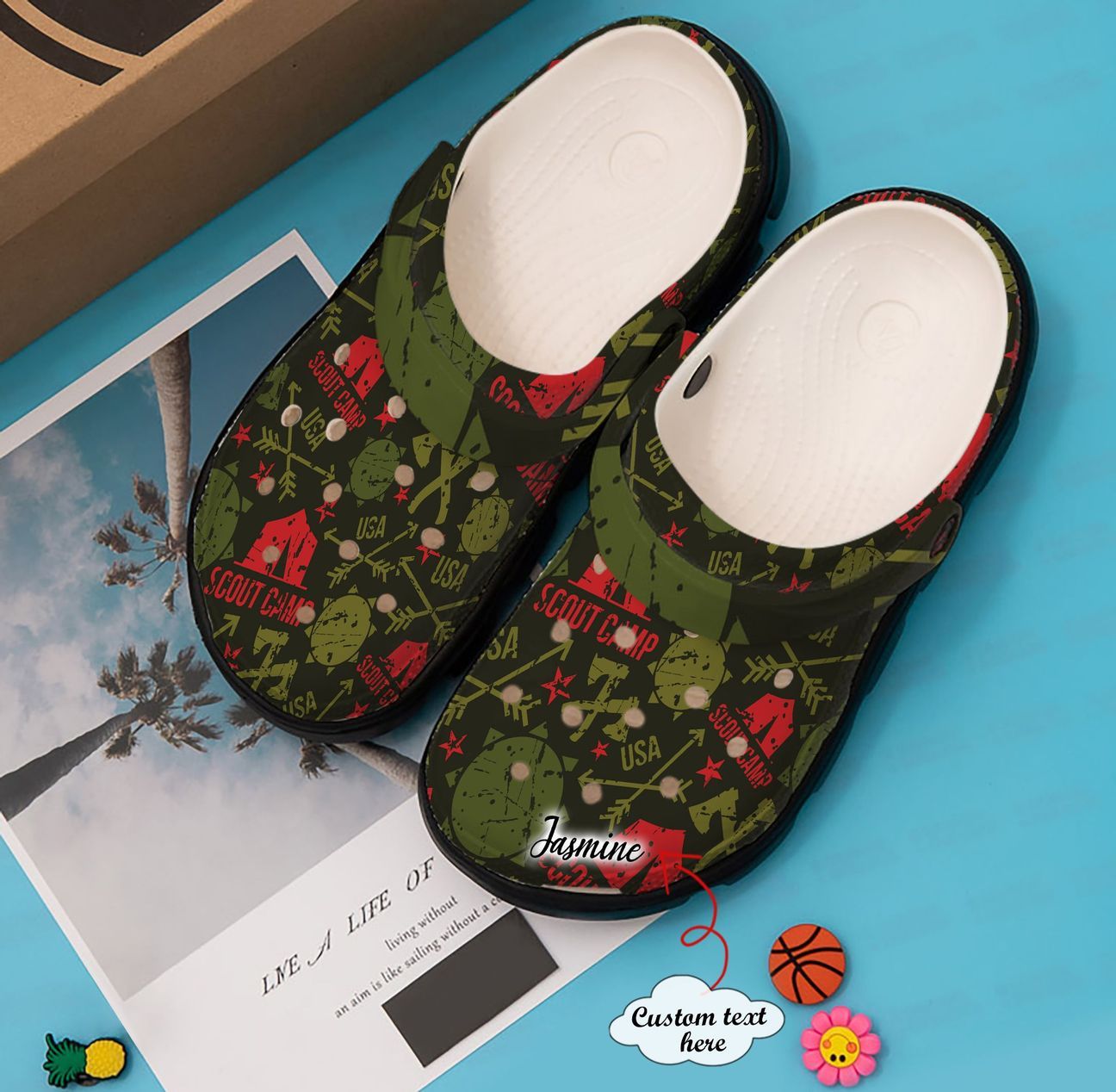 Camping Personalized Clog, Custom Name, Text, Color, Number Fashion Style For Women, Men, Kid, Print 3D Scout Camp