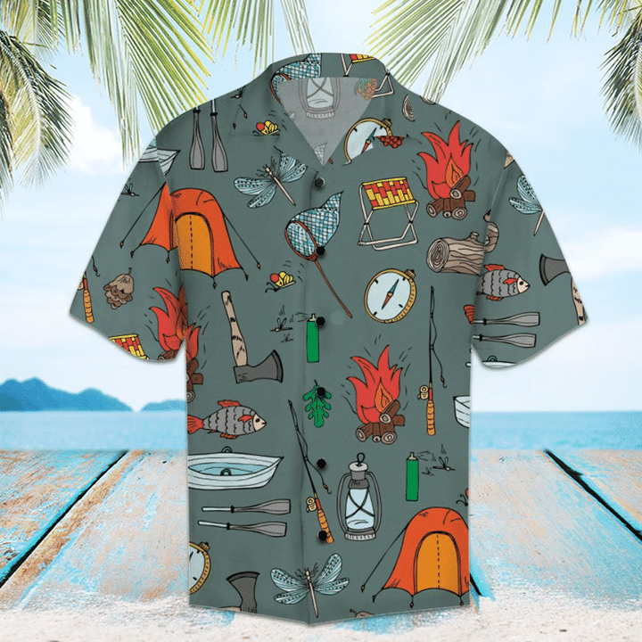 Amazing Camping Hawaii Unisex Print Aloha Short Sleeve Casual Shirt Ha69132