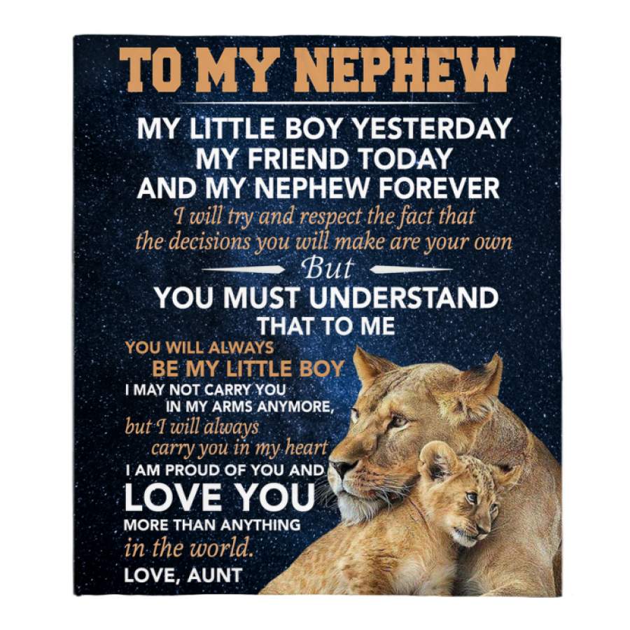 To My Nephew Little Boy Friend Proud Of You Love Gift From Aunt Lion Fleece Blanket Christmas Gift Ideas