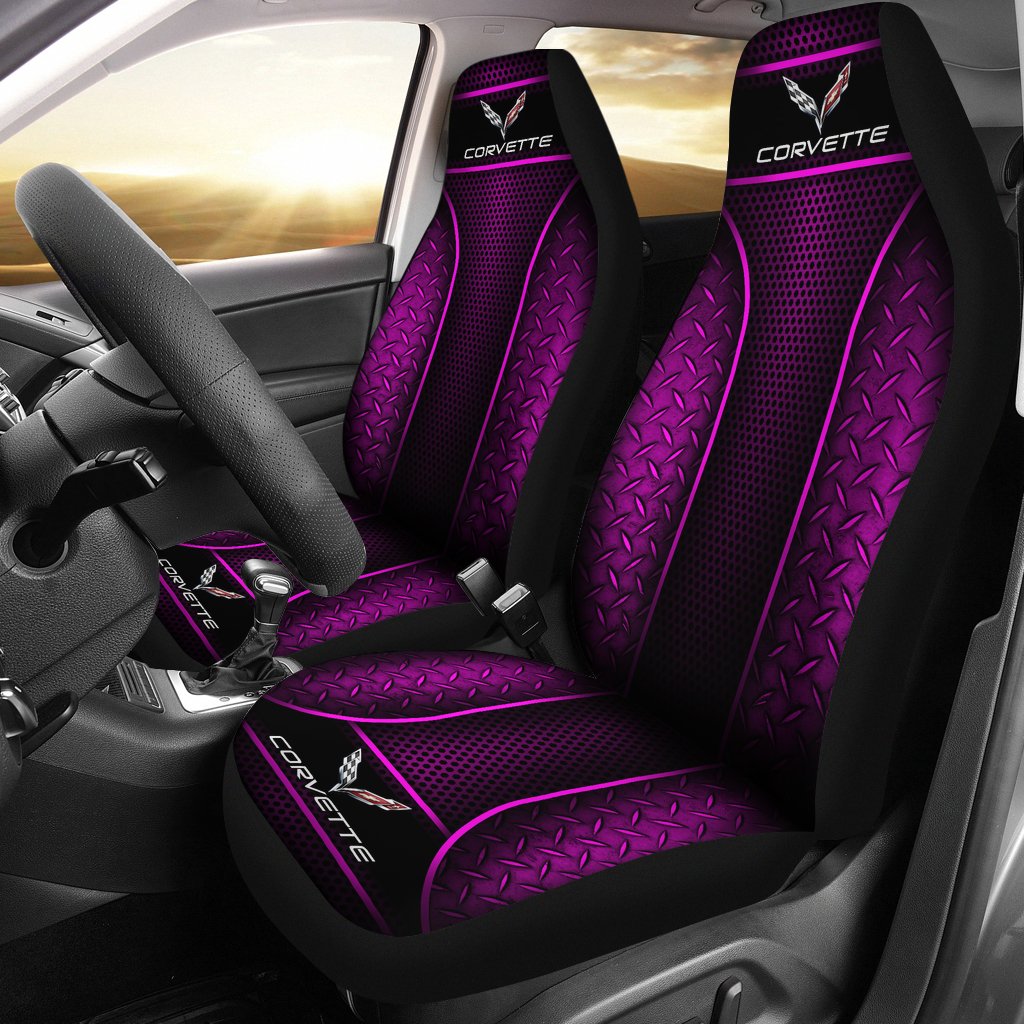 2 Front Corvette C7 Seat Covers Pink With Free Shipping