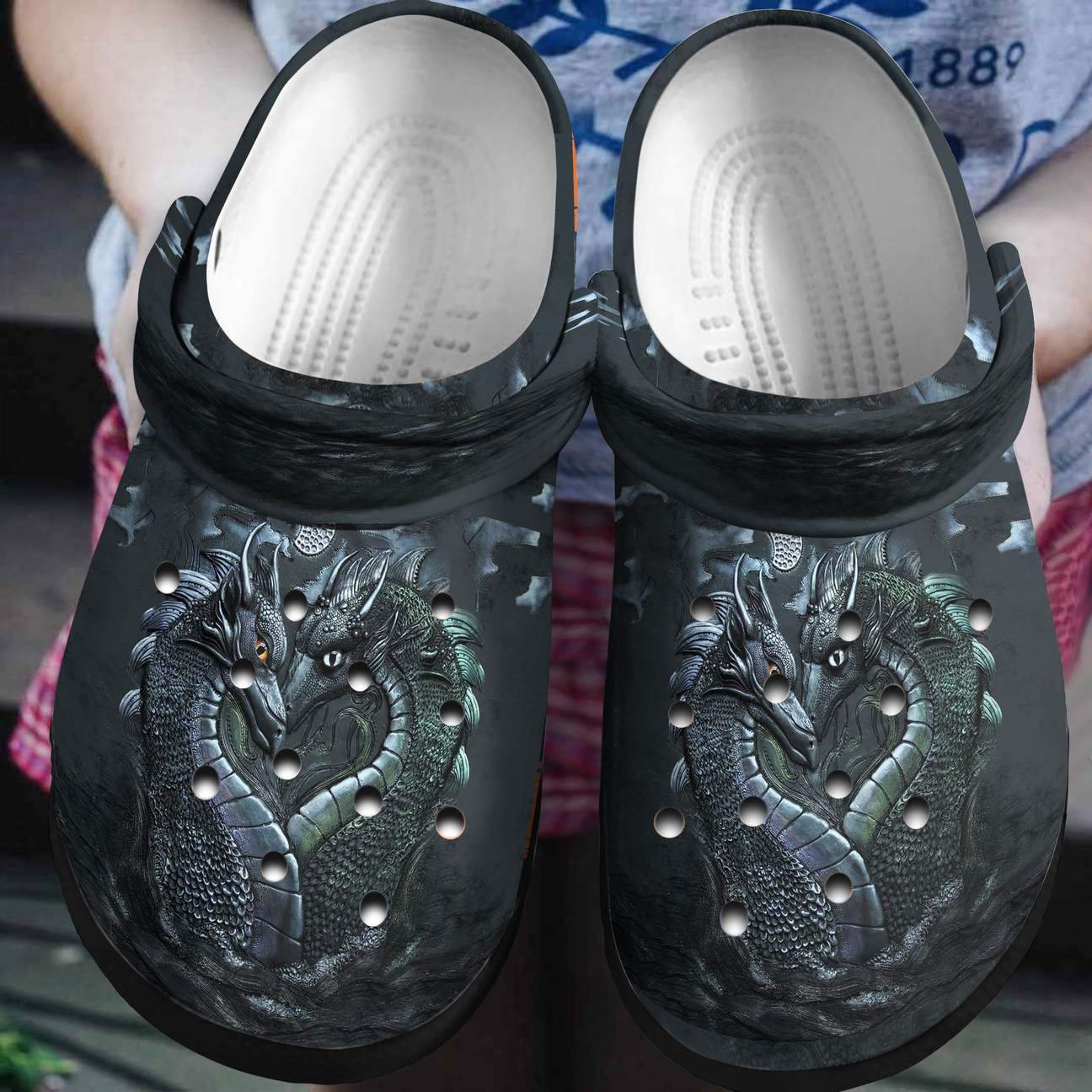 Dragon Personalized Clog, Custom Name, Text, Color, Number Fashion Style For Women, Men, Kid, Print 3D Dragon Couple