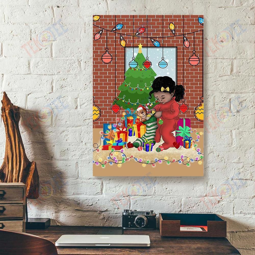 Canvas Painting Black Baby Girl Christmas Vertical Canvas Wall Art Appealing Wall Art Home Decor