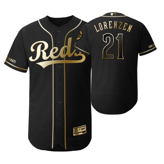 Cincinnati Reds #21 Michael Lorenzen MLB 2019 Golden Brandedition Black Jersey Gift For Reds Fans