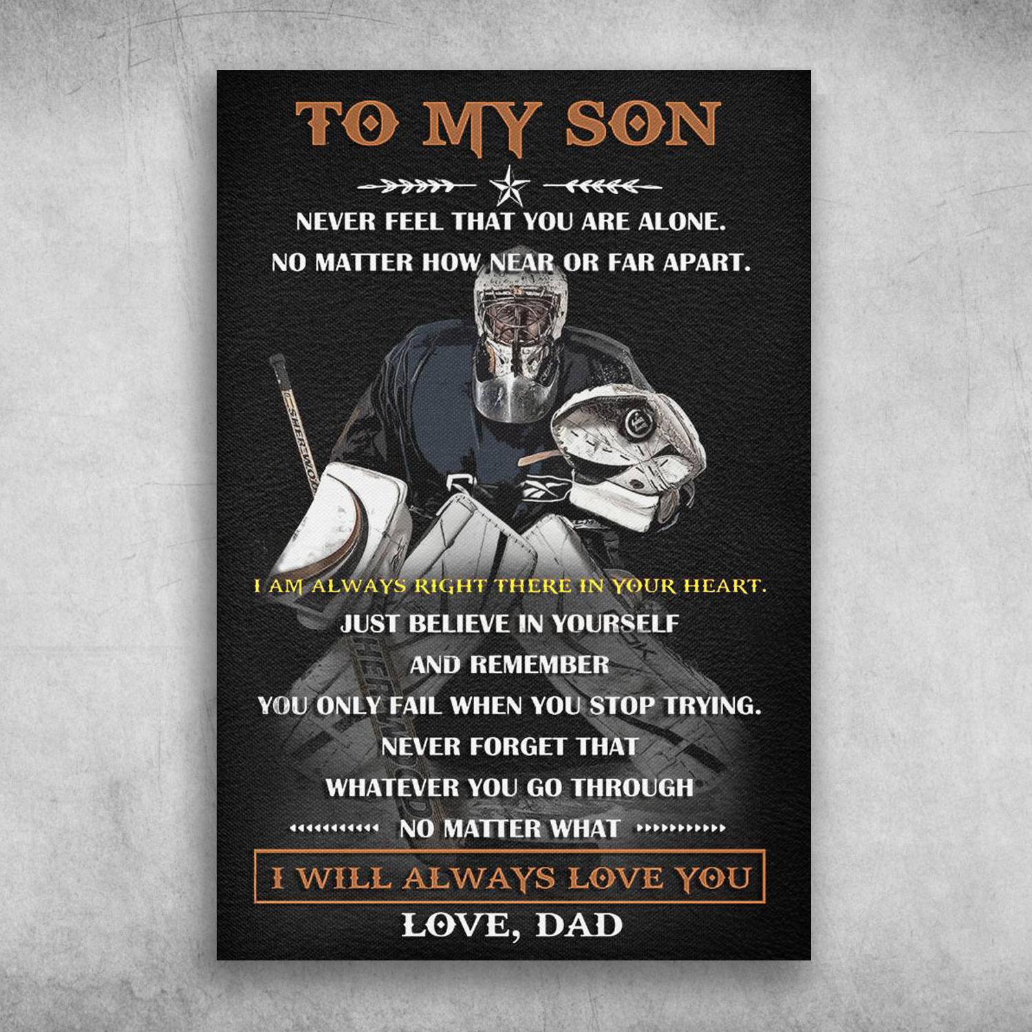 To My Son You Only Fail When You Stop Trying Love Dad Poster Print Wall Art Canvas Wall Decor