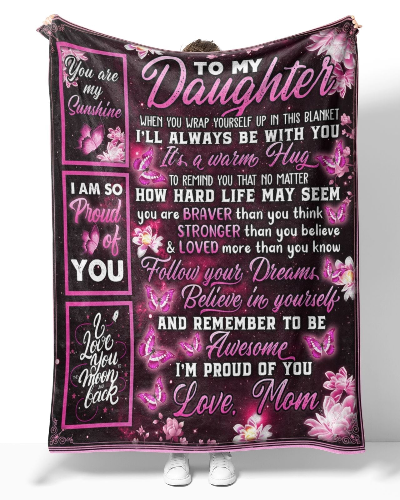 Personalized To My Daughter Butterfly Pink Blanket, To My Daughter When You Wrap Yourself Up In This Blanket Pink Butterfly Blanket Gifts For Daughter