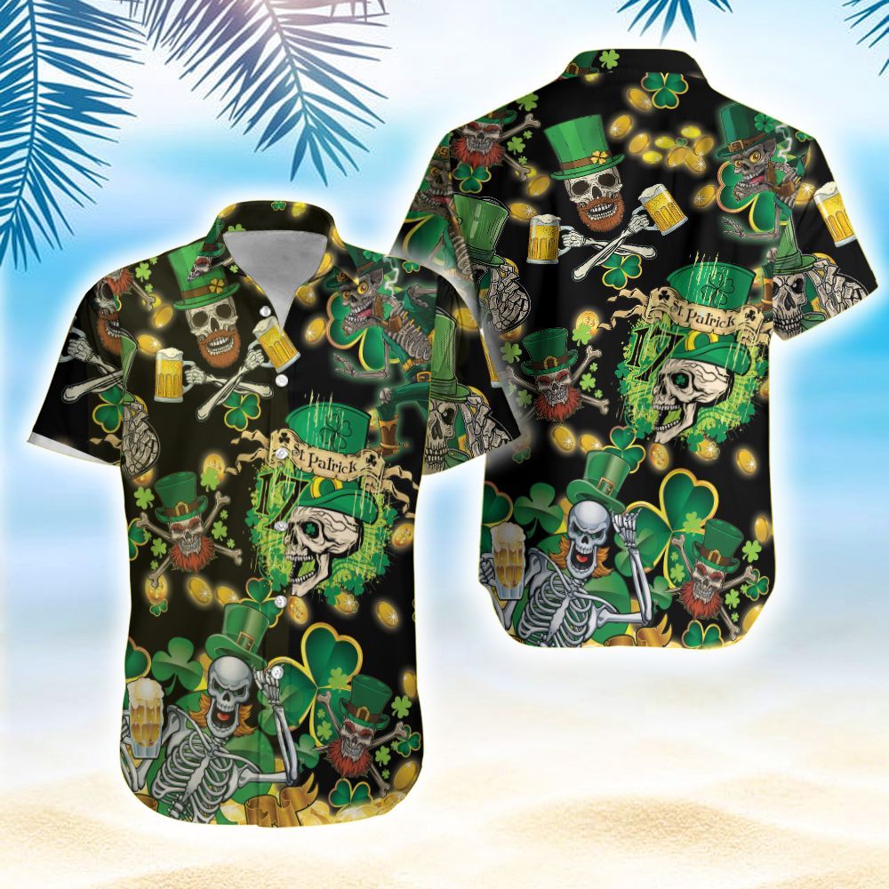 Buy 1 Hawaii Aloha Shirts St Patricks Day Skull Ha74497