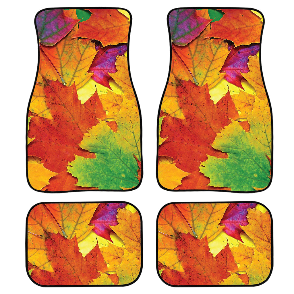 Autumn Maple Leaves Print Front And Back Car Floor Mats, Front Car Mat