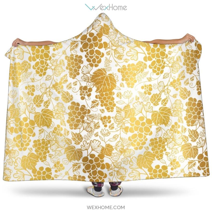 Gold Grape Pattern Hooded Blanket