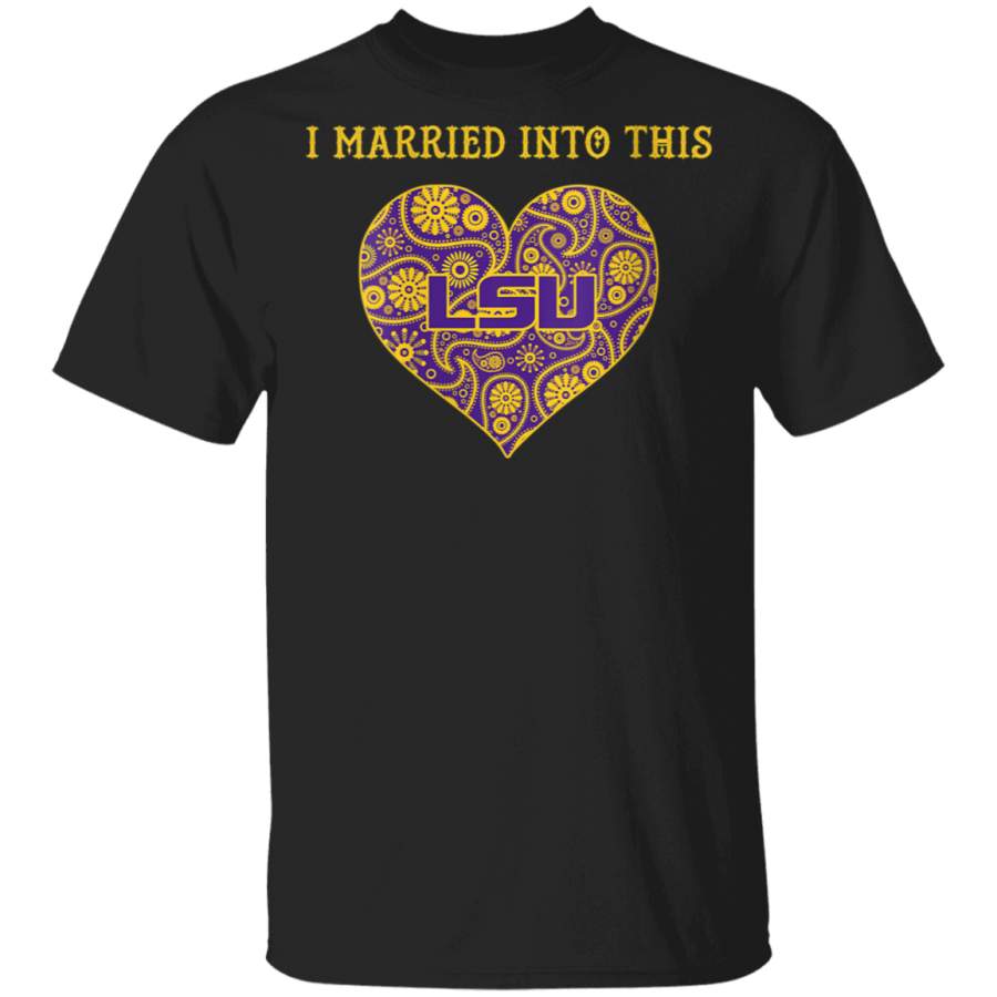 Womens LSU Tigers Married Into This Graphic Officially Licensed V-Neck Shirt LS Sweatshirt Hoodie Shirt