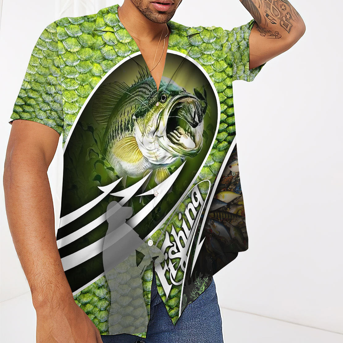 Gearhumans 3D Bass Fishing Hawaii Shirt Doodledong Shop