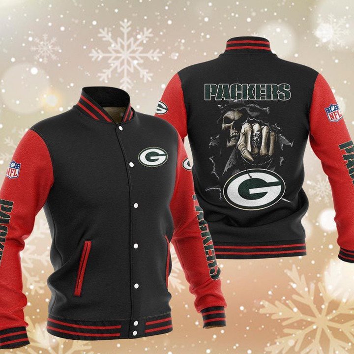 Green Bay Packers Black Red Hades Boxing Baseball Jacket