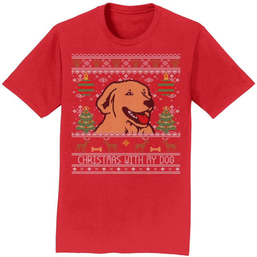 Ugly Sweater Christmas With My Dog – Adult Unisex T-Shirt