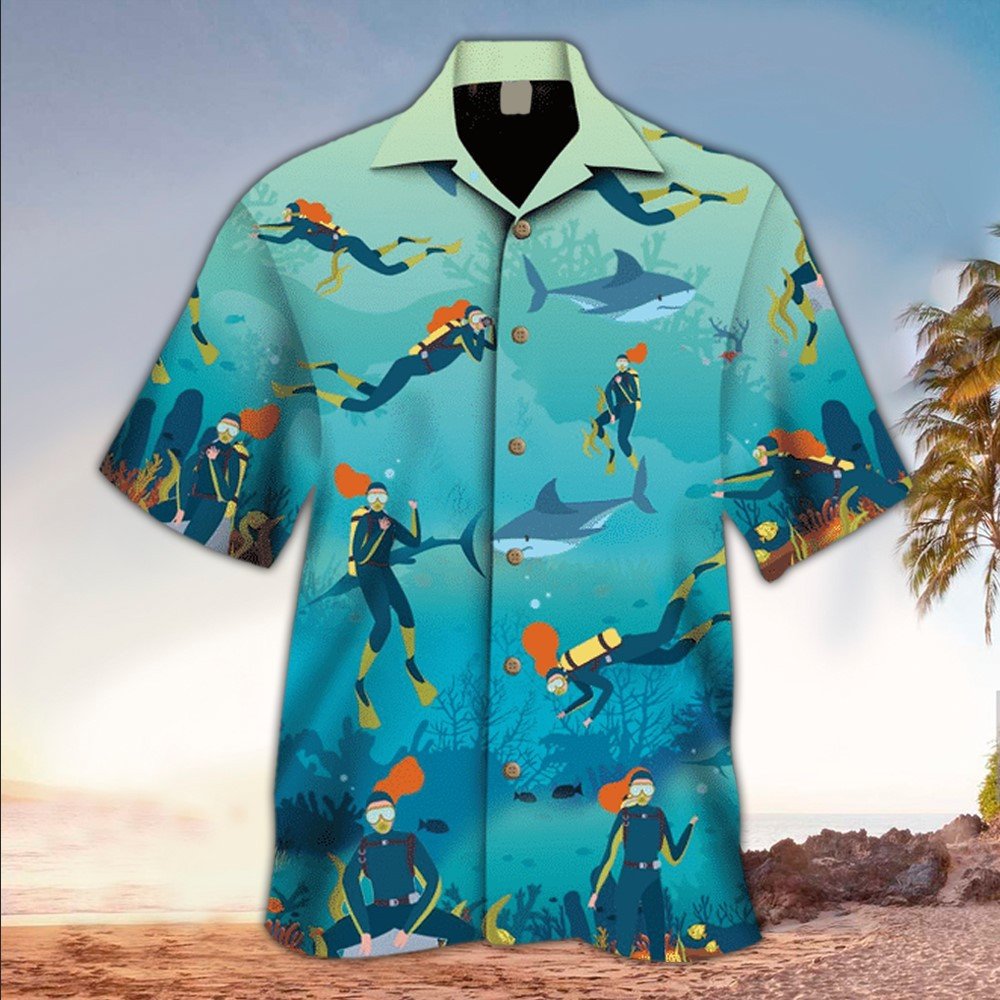 Scuba And Shark Hawaii Lover Hawaii Shirt Ha78659