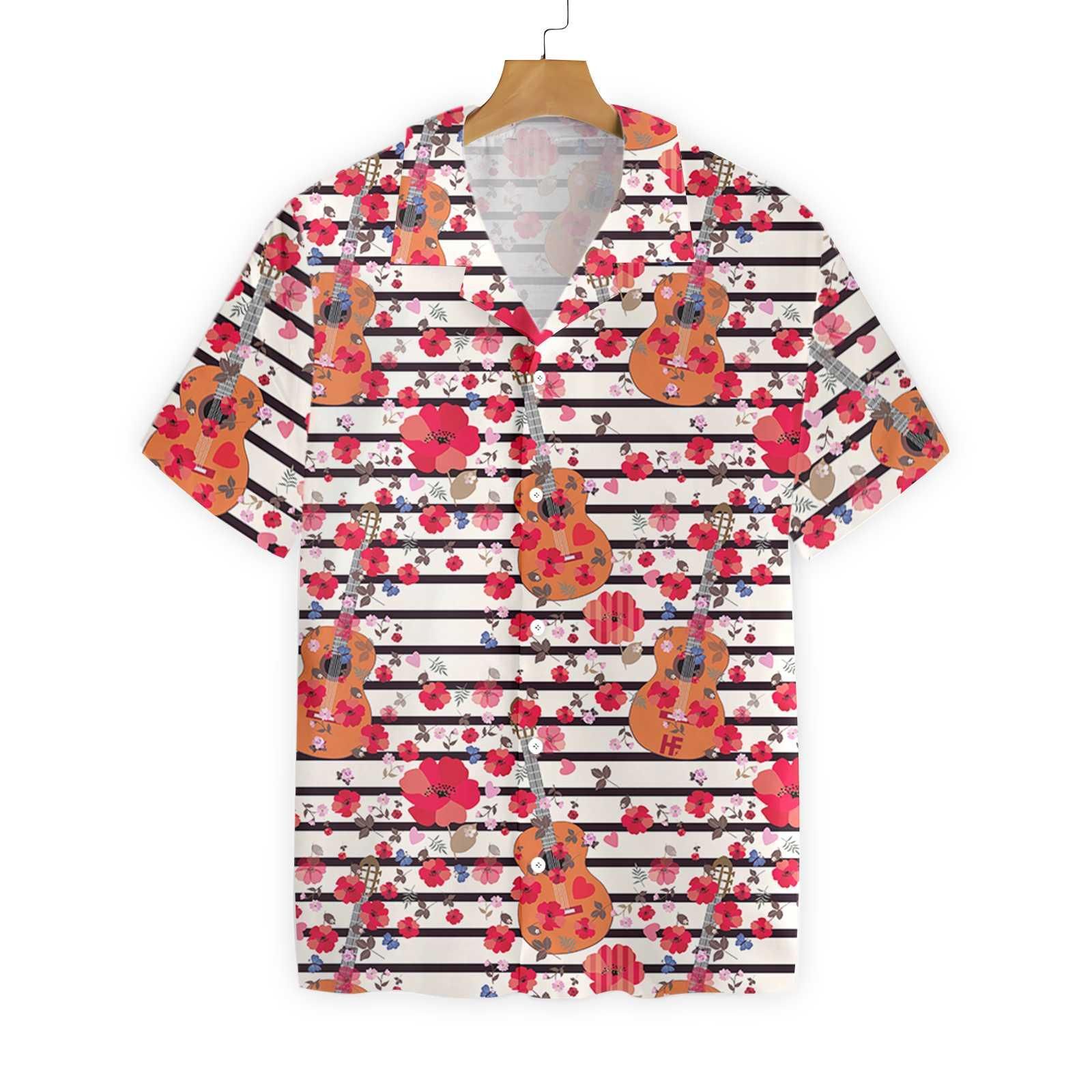 Guitars And Flowers Seamless Pattern 2001 Hawaii Shirt Ha100315