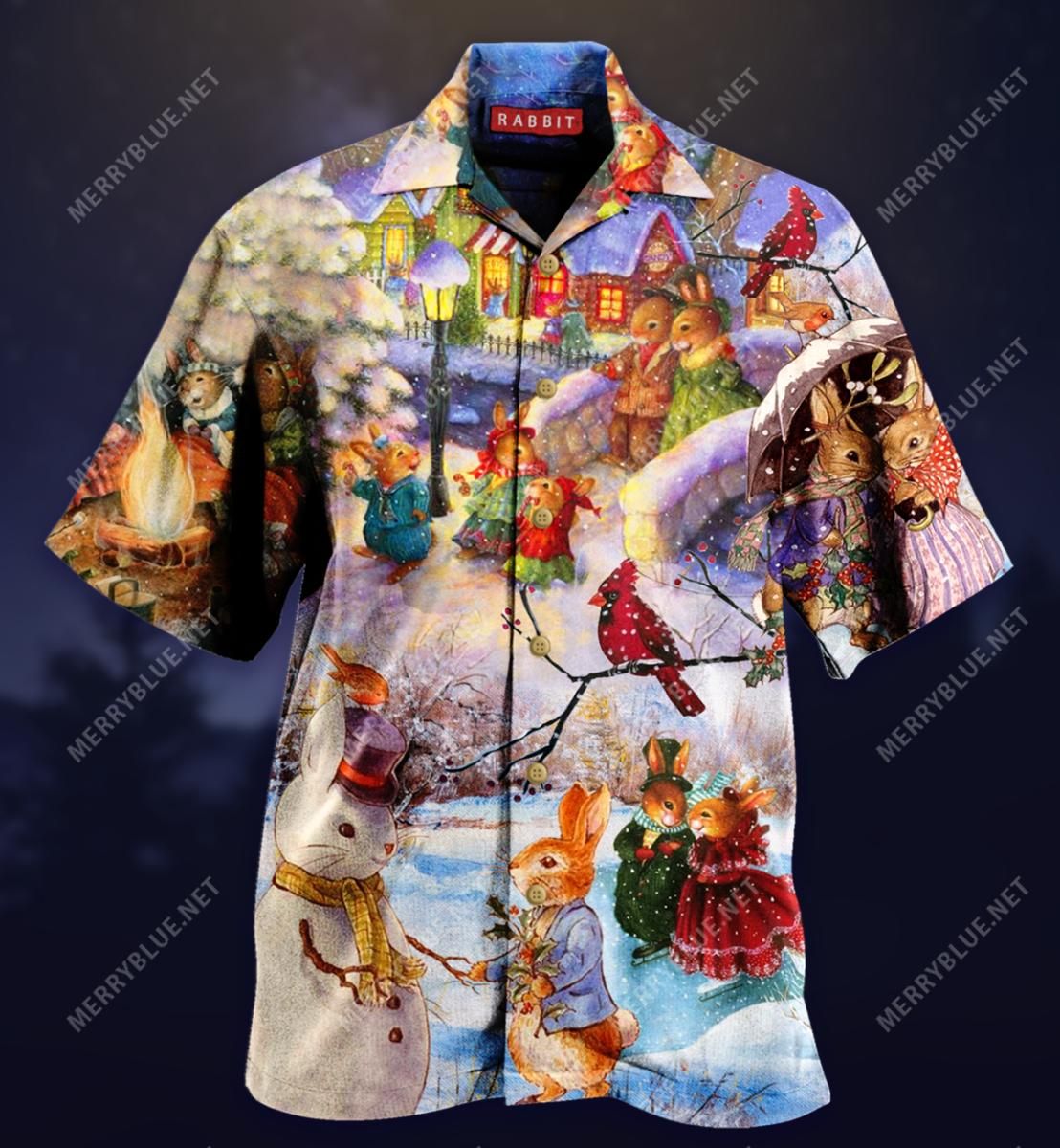 Christmas At Rabbit Town Aloha Hawaiian Shirt Colorful Short Sleeve Summer Beach Casual Shirt For Men And Women