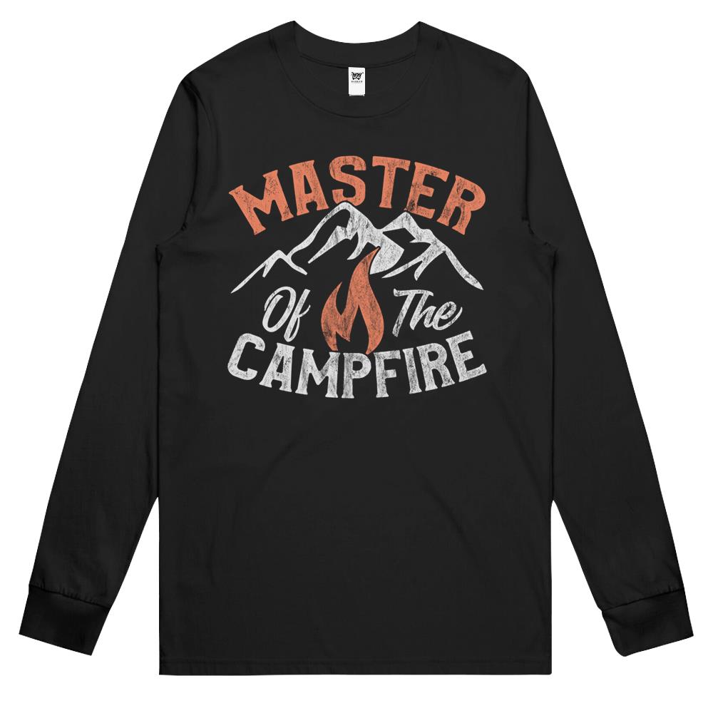 Funny Camping Distressed T Shirt Mens Master Of Campfire Long Sleeve T Shirts