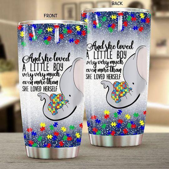 Waybackapparel And She Loved A Little Boy Very Very Much Autism Elephant Mom 3D Tumbler