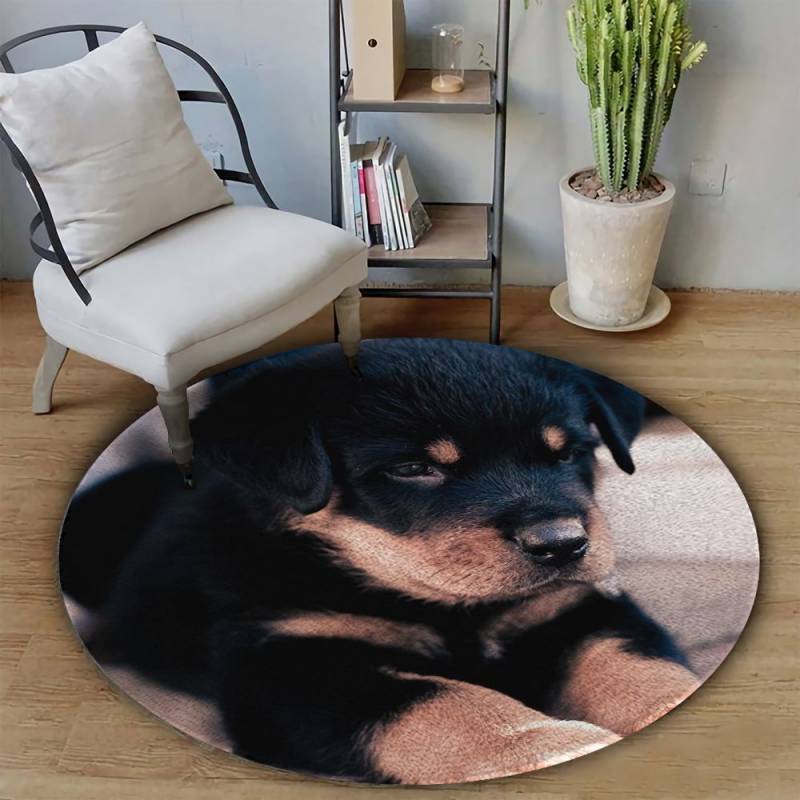 Rottweiler Puppy Bon NTA020398 Round Rug