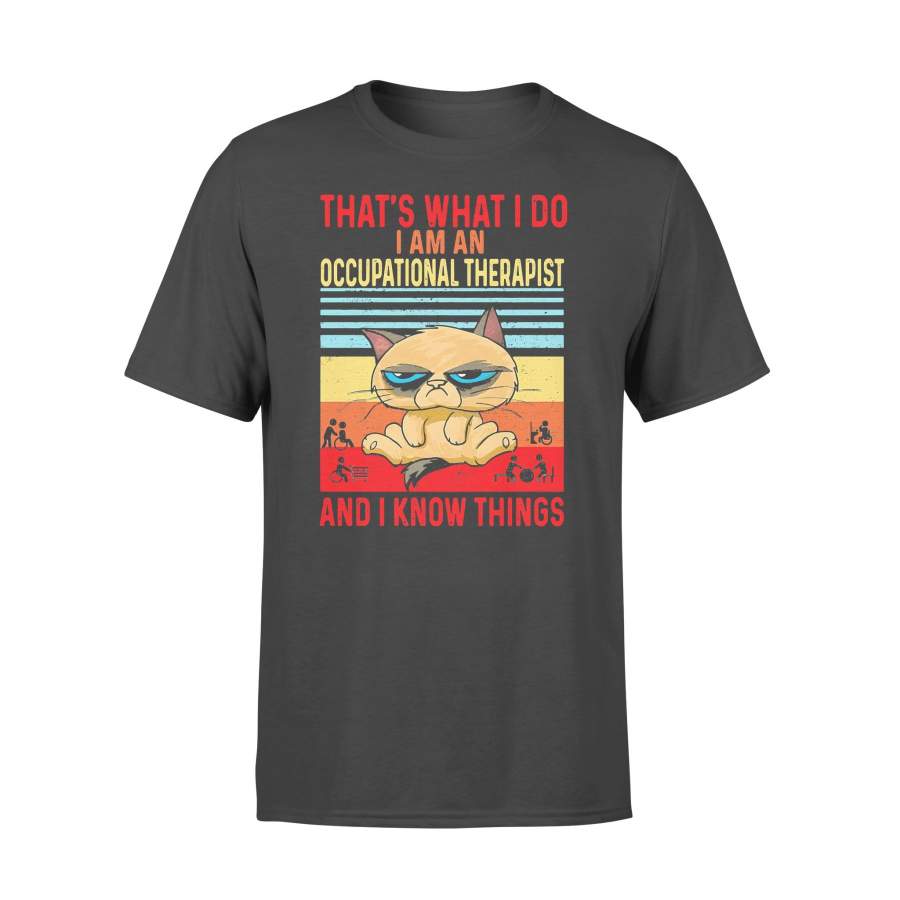 Cat That’s What I Do I Am An Occupational Therapist And I Know Things Vintage Retro T-shirt