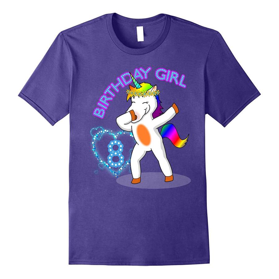 8th Year Old Birthday Tee Dabbing Unicorn Gifts T Shirts