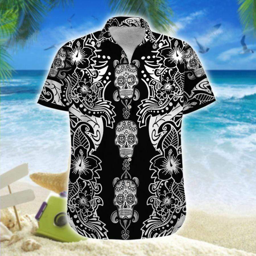 Bicycle Skull Pattern Art Hawaii Shirt For Men Women Adult Ha17535