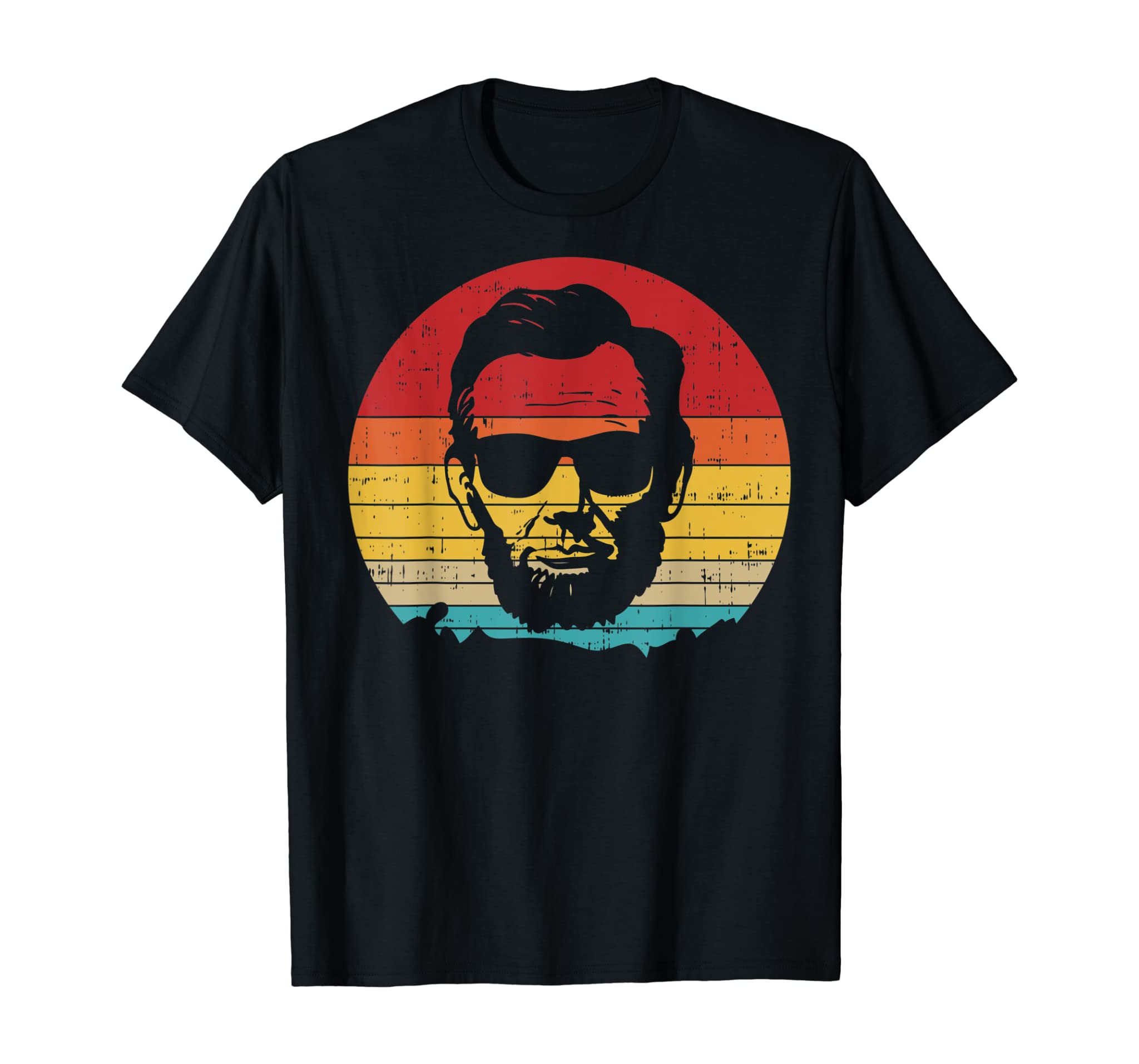 4th of July for Men Retro Sunset Vintage Abe Abraham Lincoln T-Shirt