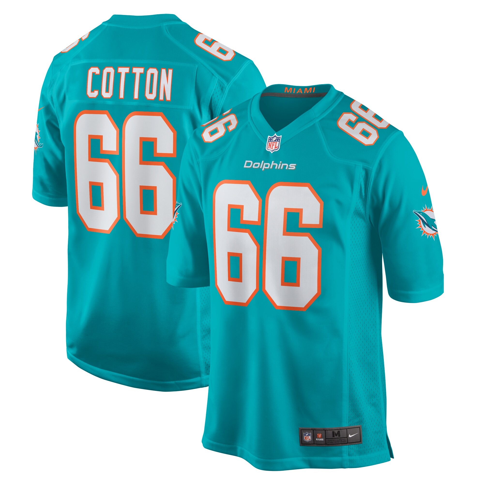 Lester Cotton Sr. Miami Dolphins Home Game Player Jersey – Aqua