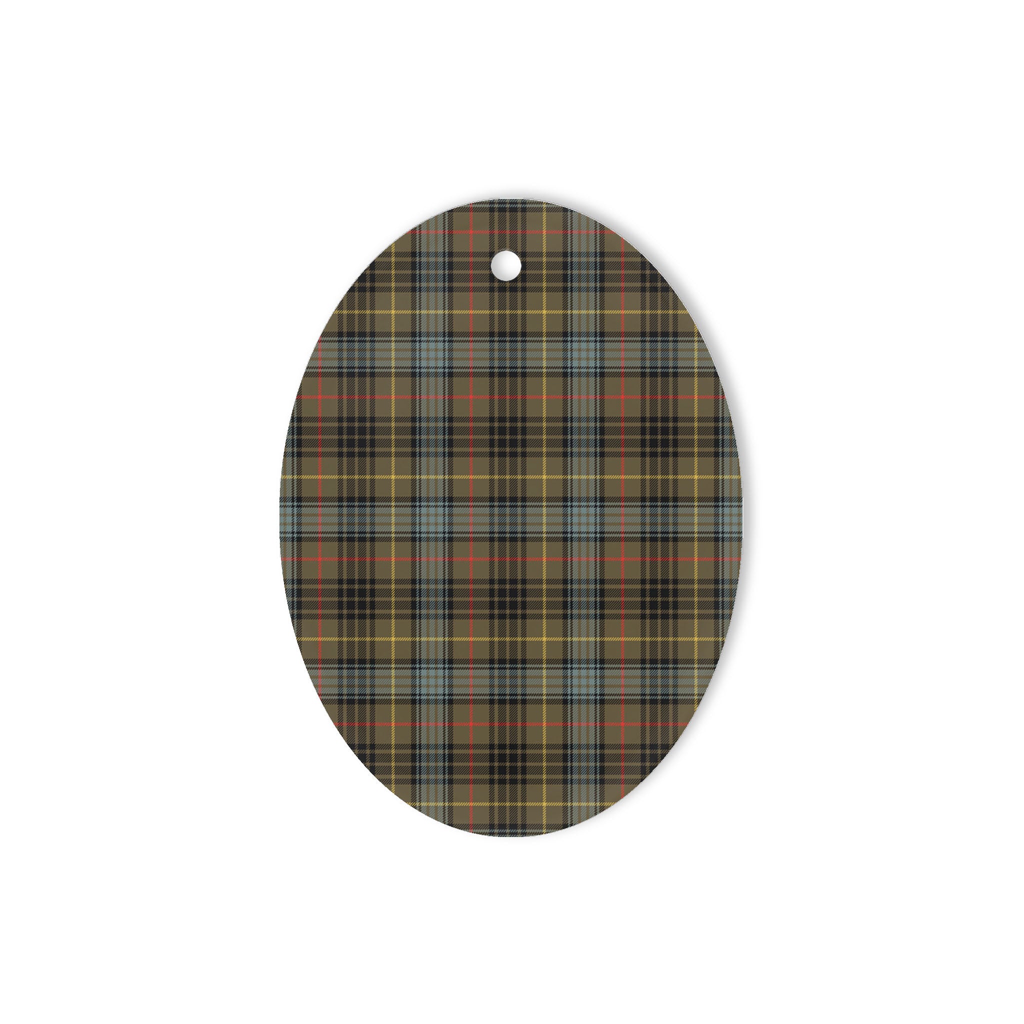 Stewart Hunting Weathered Tartan Oval Ornaments, Christmas Tree Ornament, Plaid Christmas Ornaments, Ceramic Oval Christmas Tree Decoration