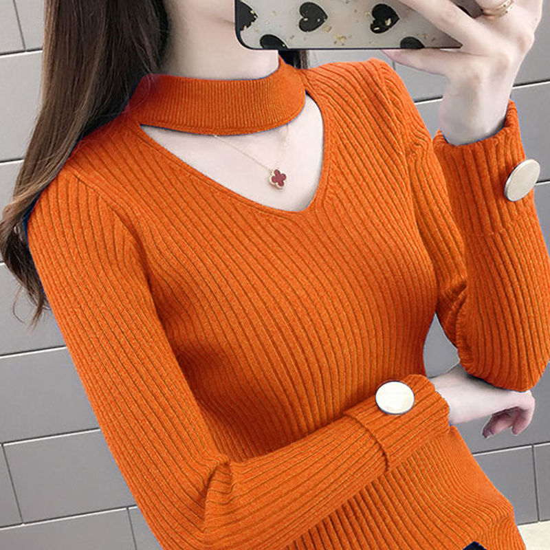 Women’s Slim-Fit Sweater Inner Wear Blouse Sweater Black Women’s Autumn Winter alx