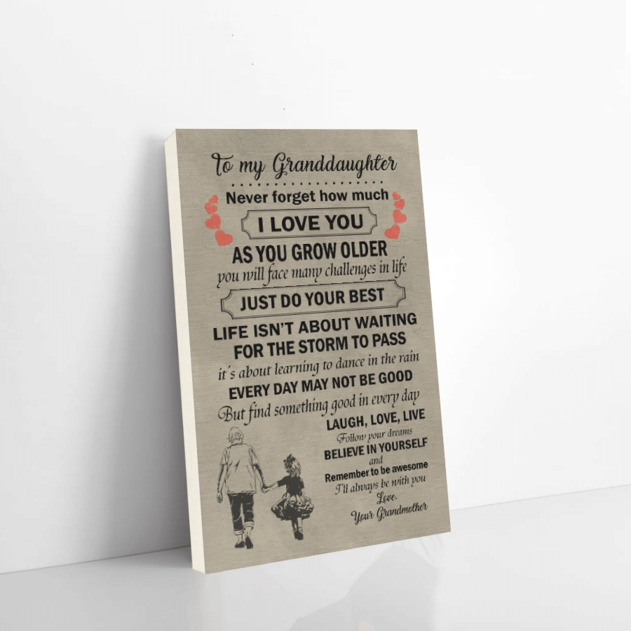 Family Canvas Grandmother To Granddaughter Never Forget How Much I Love You Christmas Gift Ideas