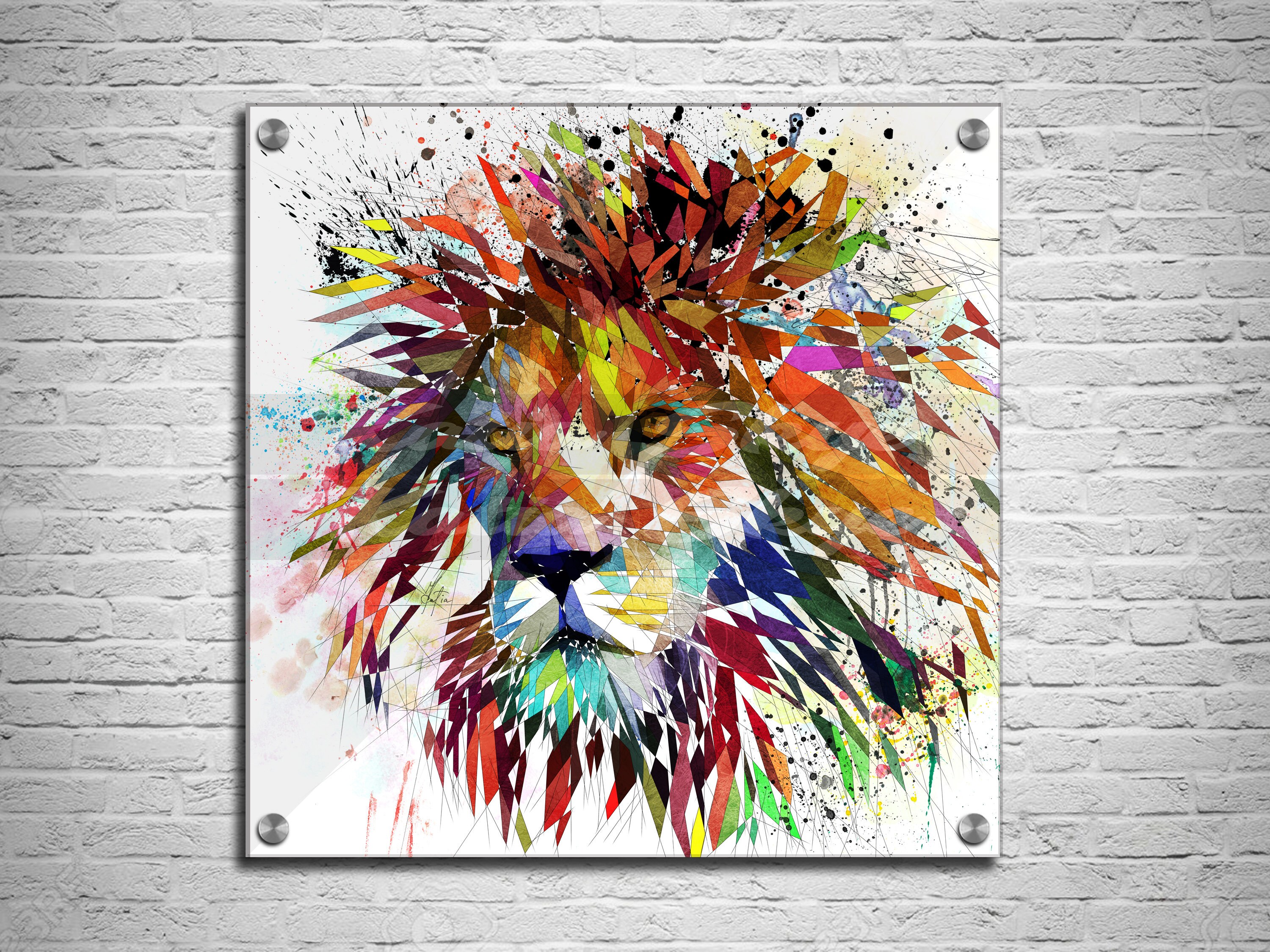 ACRYLIC PRINT Lion Colorful Wall Art, Animal Wall Art, Kids Room Canvas Art, Home Office Wall Art, Man Cave, Kids Room Decor ZOO-LI01