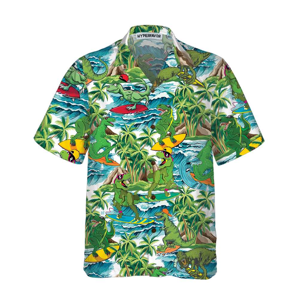 Surfing Dinosaur Hawaii Funny Cool Printed Dino Shirt For Adults Ha54086