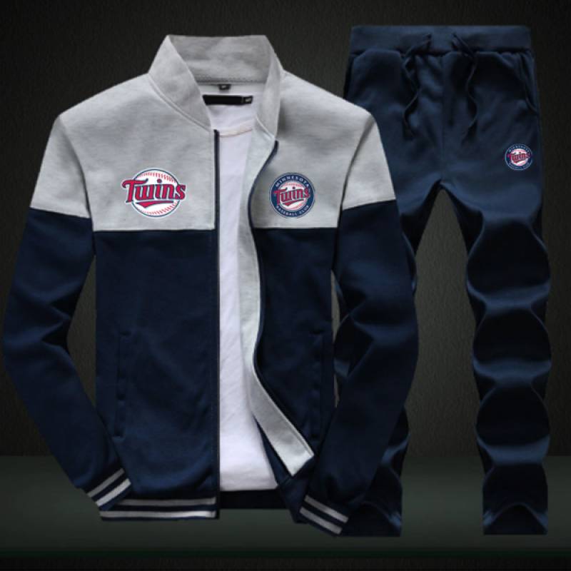 Minnesota Twins Sweatshirt +Sweatpants Mens Clothing 2 Pieces Sets Slim Tracksuit