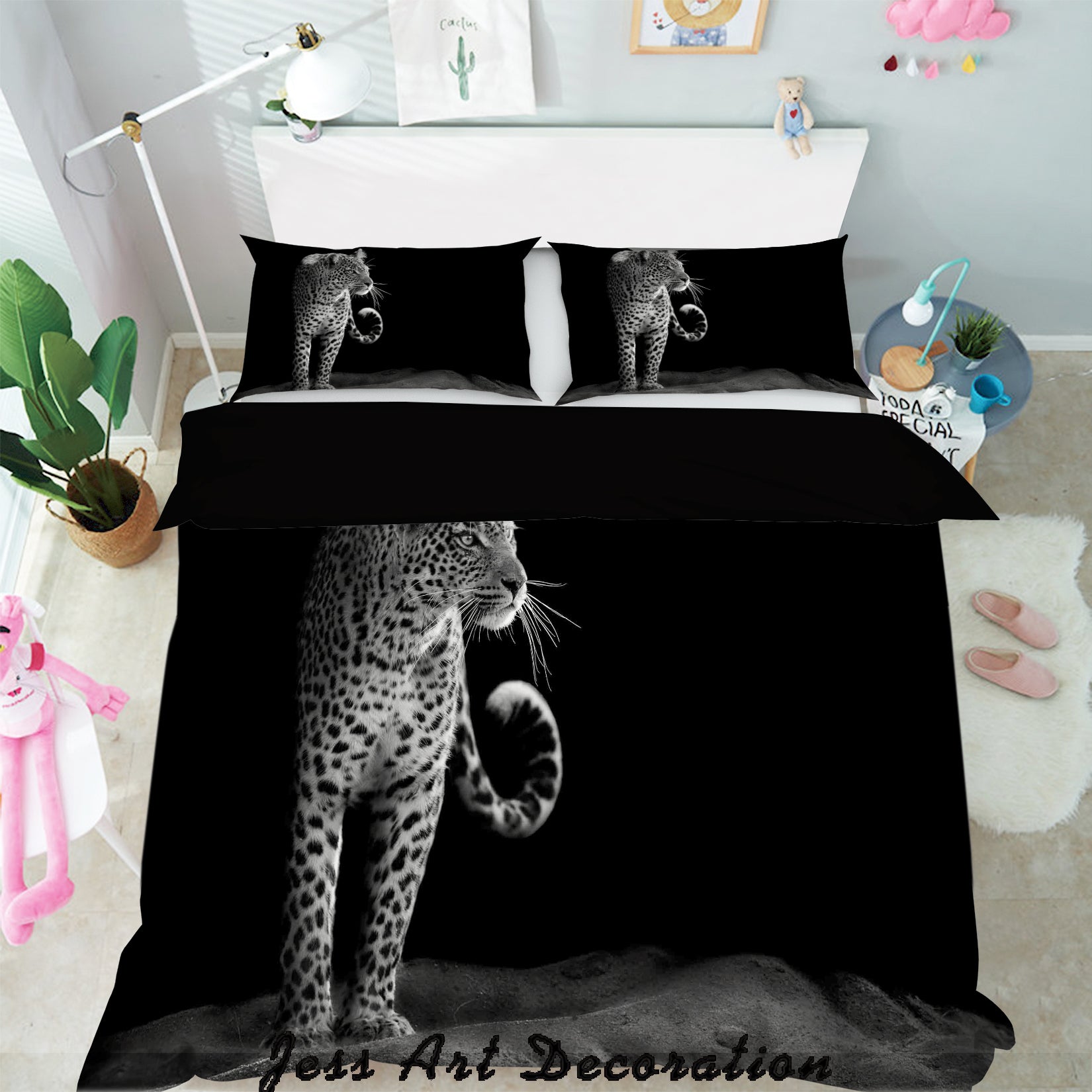 3D Black White Leopard Quilt Cover Set Bedding Set Pillowcases  109