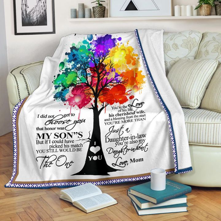 To My Daughter-In-Law Colorful Tree Blanket Gift For Daughter-In-Law From Mom Birthday Gift Home Decor Bedding Couch Sofa Soft