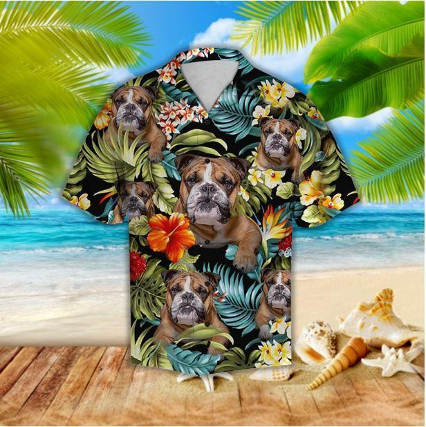 Awesome Bulldog Tropical Hawaii Shirt 131 Aloha Shirts Ha97170